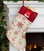 🎅 Jute Hessian Christmas Xmas Stocking Present Foil Printed Santa Gift Sack UK