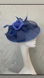 Stunning Royal Blue Floral Hat With Bows
