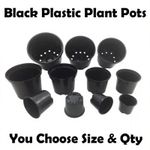 Black Plastic Plant Pots 1 2 3 4 5 7.5 10 12 15 20 Litre Large Flower Pot Strong