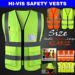 HI VIS VIZ VEST HIGH VISIBILITY WORK WAISTCOAT WITH PHONE & ID POCKETS YELLOW