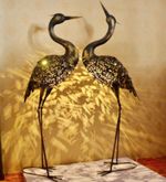 Hand Crafted Metal Solar Swan Solar Crane Garden Animal Ornament Sculpture Gift 