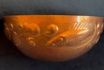 Stunning Original Newlyn Arts & Crafts Copper Bowl With Repouse Fish Design 1900