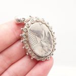 Antique Victorian Sterling Silver Bird Locket Floral Flower Pendant 1880