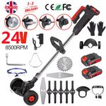 24V Electric Cordless Grass Trimmer Strimmer Garden Edger Cutter with 2 Battery