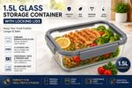1.5L/1500ml Glass Food Storage Containers with Lids Meal Prep Containers Set