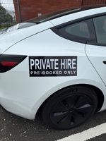 Private Hire Car Door Magnet Sign Pre-Booked Only Small & Medium Black/White