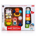 Baby Rattles And Stacking Cups Set Development Learning Activity Toys Gift Set