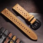 Vintage Racing Leather Watch Strap 18-24mm Breathable Handmade Free Shipping UK