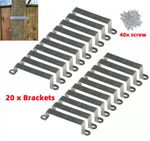 20 X Fence Post Security Brackets, Galvanised Steel Panel Brackets Fits 4” Post