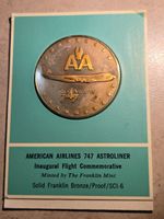 American Airlines 747 Astroliner Inaugural 1 1/2" Bronze Medal 1970 Proof
