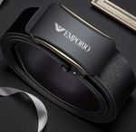 Emporio Automatic Leather Buckle Belt 110cm Adjustable Black Men's