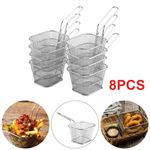 8 Pack Mini Chip Serving Frying Basket with Handle for Serving Food Presentation
