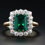 3.2Ct Green Emerald Diamond Women's Halo Engagement Ring 14K Yellow Gold Finish