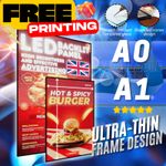 A1 LED Illuminated Backlit Slim Poster Display Menu Board & FREE Print Service