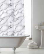 White Grey Marble Shower Curtain Waterproof Bathroom Shower Curtains + Hooks New