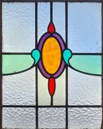 ORIGINAL ENGLISH ART DECO STAINED GLASS WINDOW