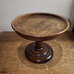 Vintage Arts & Crafts Turned Oak Pedestal 8.25" Display/ Cake/ Fruit Stand