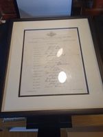 1964 Australian Ashes Tour Team Autograph Sheet signed by all 17 players framed