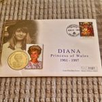 Princess Diana Turks & Caicos Islands FDI 60c Stamp & 5 Crowns Coin Cover 1998