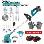 2 Battery 21V Cordless Strimmer Grass Trimmer Electric Garden Edger Weed Cutter