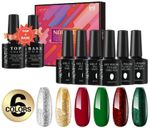 UV NAIL GEL POLISH Soak off LED Nail Vanish 8pcs Set 6 Colors + TOP + BASE COAT