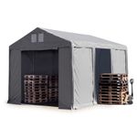 TOOLPORT Storage Tent 4x6 m grey with zip gate PVC 850 N  Industrial Tent