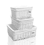 Hamper Storage Basket White Wicker Gift With White Lining- Small,Medium/ Large