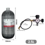 TUXING 2.5L Carbon Fibre PCP Air Tank 4500psi–M18 Valve, 6000psi Gauge,3 Options