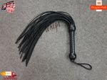 Black Cowhide Leather Handmade Flogger Whip 24 Stiff Tails Heavy Duty Impact