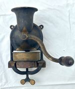 Antique Kenrick No 2 Cast Iron Coffee Grinder Wall Mount Mill Original Cup Prop