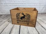 Vintage Hare and Sprig Easter Themed Crate Replica - Basket, Decor, Storage