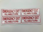 Bus Coach Sticker Sign EMERGENCY EXIT PULL HANDLE TO OPEN - Smaller type red