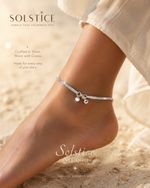 Anklet Solstice Silver Snake Chain Charm Lobster Closure No Stone Silver Tone