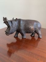Hippopotamus Wood / Resin? Roaring Standing Hippo Vintage Collectable Ornament