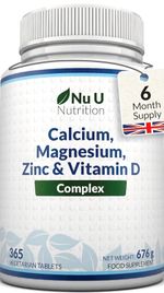 Nu U Nutrition Calcium Magnesium Zinc Vitamin D Selenium Boron 365 Veg Tablets