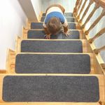 15x Non Slip Carpet Stair Treads Mats Washable Rubber Back 20x75cm Indoor