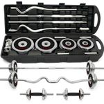 Weight Lifting Dumbbell Barbell Home Gym 55kg Curved Bar