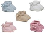 Newborn Baby 1 Pair Acrylic Booties with Bow Knitted Bootees Boy Girl 0-3 Months