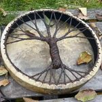 Vintage Round Shamanic Drum With Polyester Imitation Sheepskin