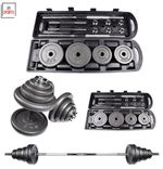 Adjustable Cast Iron Dumbbells Barbell Set 50kg Weight Home Gym Fitness Exercise