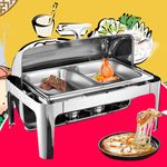 9L Stainless Steel Chafing Dish Large Capacity Food Warmer Container With Lid
