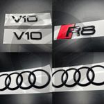 Audi R8 Coupe V10 Gloss Black Badges BONNET/BOOT/FENDER 2 X V10