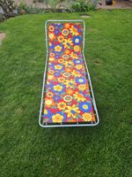 Vintage Sun Lounger 1970s Bright Floral 🌼 Canvas Garden Camping Retro Sun Bed☀️