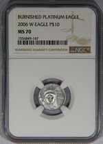 2006-W $10 Burnished Platinum American Eagle Statue of Liberty 1/10 oz NGC MS70
