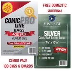Comic ProLine Bags & Boards 100 Each (Silver Size) Top-Quality - FREE Shipping!