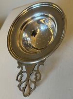 Antique Sterling Silver Tea Strainer with Openwork Foliate Handle Marked “JH”
