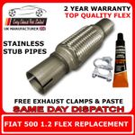Fiat 500 1.2 2007-2015 Exhaust Repair Flexi Flex Replacement for Front Pipe