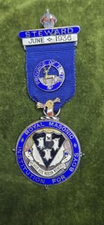 1936 Royal Masonic Institution for Boys Steward Medal Sterling Silver Enamel VGC
