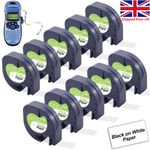 Dymo LetraTag Tape Refill 91200 12mm Black on White Paper Label Tape for LT-100H