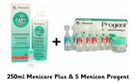 Menicare Plus Contact Lens Solution 250ml & 5 Progent Intensive Cleaner Menicon
